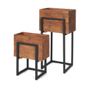 Jadine Set of 2 Medium Brown Wood w Black Metal Rectangle Frames - Default Title