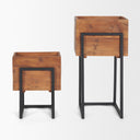 Jadine Set of 2 Medium Brown Wood w Black Metal Rectangle Frames - Default Title