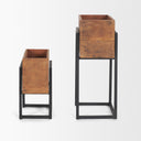 Jadine Set of 2 Medium Brown Wood w Black Metal Rectangle Frames - Default Title