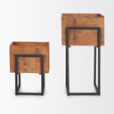 Jadine Set of 2 Medium Brown Wood w Black Metal Rectangle Frames - Default Title