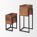 Jadine Set of 2 Medium Brown Wood w Black Metal Rectangle Frames - Default Title