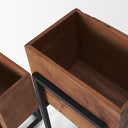 Jadine Set of 2 Medium Brown Wood w Black Metal Rectangle Frames - Default Title