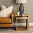 Alanna 220L x 150W x 220H Set of 2 Brown Wood Nesting Accent Tables - Default Title