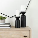 Alex Small Black Metal Cylindrical Table Candle Holder - Default Title