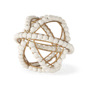 Espanlade I Small 9L x 9W White Wooden Beaded Orb - Default Title