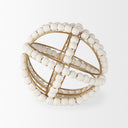 Espanlade I Small 9L x 9W White Wooden Beaded Orb - Default Title