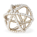 Espanlade II Large 11L x 11W White Wooden Beaded Orb - Default Title