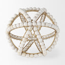 Espanlade II Large 11L x 11W White Wooden Beaded Orb - Default Title
