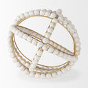 Espanlade II Large 11L x 11W White Wooden Beaded Orb - Default Title