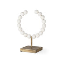 Pontchartrain I Small 9L x 5W White Beaded Broken Sphere Decorative Object W Gold Base - Default Title