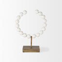 Pontchartrain I Small 9L x 5W White Beaded Broken Sphere Decorative Object W Gold Base - Default Title