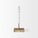 Pontchartrain I Small 9L x 5W White Beaded Broken Sphere Decorative Object W Gold Base - Default Title