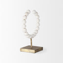 Pontchartrain I Small 9L x 5W White Beaded Broken Sphere Decorative Object W Gold Base - Default Title