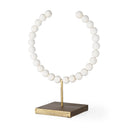 Pontchartrain II Large 11L x 6W White Beaded Broken Sphere Decorative Object W Gold Base - Default Title