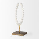Pontchartrain II Large 11L x 6W White Beaded Broken Sphere Decorative Object W Gold Base - Default Title