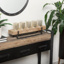 Benk Wood and Black Metal Five Cup Candle Holder - Default Title