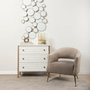 Savannah White Fir Veneer w Gold Metal 3-Drawer Accent Cabinet - Default Title