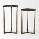 Atticus Black Wood and Antiqued Gold Metal Nesting Accent Tables Set of 2 - Default Title
