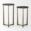 Atticus Black Wood and Antiqued Gold Metal Nesting Accent Tables Set of 2 - Default Title