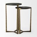 Atticus Black Wood and Antiqued Gold Metal Nesting Accent Tables Set of 2 - Default Title