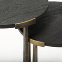 Atticus Black Wood and Antiqued Gold Metal Nesting Accent Tables Set of 2 - Default Title