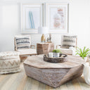 Esagono Octagonal Reclaimed Wood EndSide Table w Storage - Default Title
