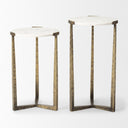 Atticus Marble and Antiqued Gold Metal Nesting Accent Tables Set of 2 - Default Title