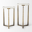 Atticus Marble and Antiqued Gold Metal Nesting Accent Tables Set of 2 - Default Title