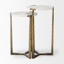 Atticus Marble and Antiqued Gold Metal Nesting Accent Tables Set of 2 - Default Title