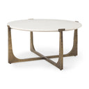 Atticus Marble and Antiqued Gold Metal Coffee Table - Default Title
