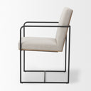 Stamford Beige Upholstered Seat w Wood Back Black Metal Frame Dining Chair w Arms - Default Title