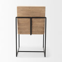 Stamford Beige Upholstered Seat w Wood Back Black Metal Frame Dining Chair w Arms - Default Title