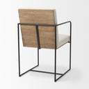 Stamford Beige Upholstered Seat w Wood Back Black Metal Frame Dining Chair w Arms - Default Title