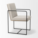 Stamford Beige Upholstered Seat w Wood Back Black Metal Frame Dining Chair w Arms - Default Title