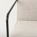 Stamford Beige Upholstered Seat w Wood Back Black Metal Frame Dining Chair w Arms - Default Title