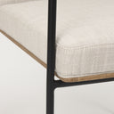 Stamford Beige Upholstered Seat w Wood Back Black Metal Frame Dining Chair w Arms - Default Title