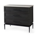 Divina Black-Brown Wood w White Marble Top and Black Metal Base Accent Cabinet - Default Title