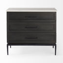 Divina Black-Brown Wood w White Marble Top and Black Metal Base Accent Cabinet - Default Title