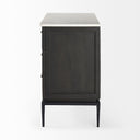 Divina Black-Brown Wood w White Marble Top and Black Metal Base Accent Cabinet - Default Title