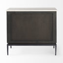 Divina Black-Brown Wood w White Marble Top and Black Metal Base Accent Cabinet - Default Title