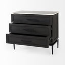 Divina Black-Brown Wood w White Marble Top and Black Metal Base Accent Cabinet - Default Title
