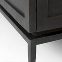 Divina Black-Brown Wood w White Marble Top and Black Metal Base Accent Cabinet - Default Title
