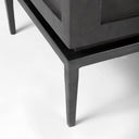 Divina Black-Brown Wood w White Marble Top and Black Metal Base Accent Cabinet - Default Title