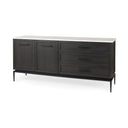 Divina Black-Brown Wood w White Marble Top and Black Metal Base Sideboard - Default Title