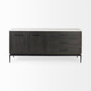 Divina Black-Brown Wood w White Marble Top and Black Metal Base Sideboard - Default Title