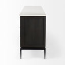 Divina Black-Brown Wood w White Marble Top and Black Metal Base Sideboard - Default Title