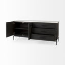 Divina Black-Brown Wood w White Marble Top and Black Metal Base Sideboard - Default Title