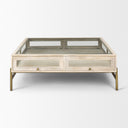 Arelius 42 Square Glass-Top White Wood w Gold Metal Base Display Coffee Table - Default Title