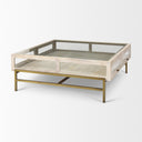 Arelius 42 Square Glass-Top White Wood w Gold Metal Base Display Coffee Table - Default Title