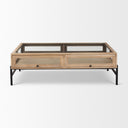 Arelius 42L Rectangular Light Brown Wood w Black Metal Base Display Coffee Table - Default Title